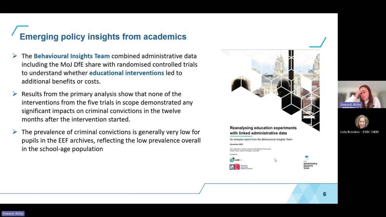 Research Fellowships: Ministry of Justice & Department for Education linked dataset briefing