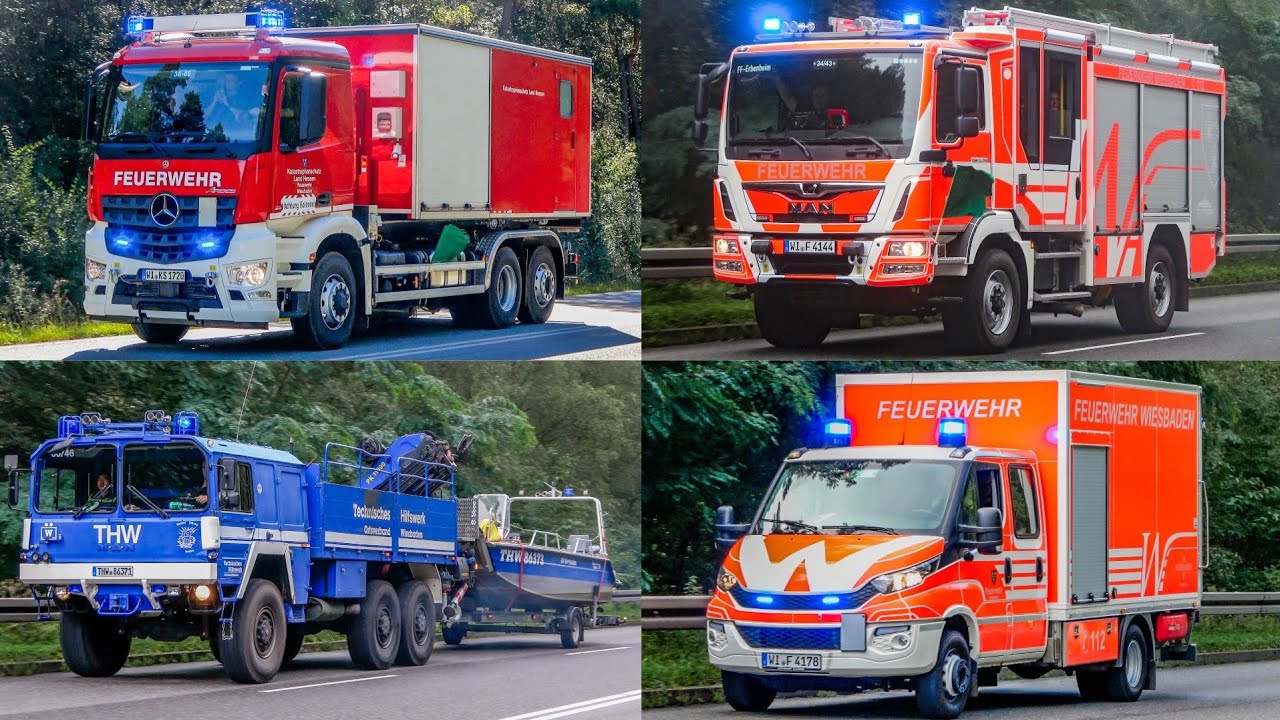 [Wanderfalke | Großübung in Wiesbaden] Feuerwehr und Katastrophenschutz auf Einsatzfahrt