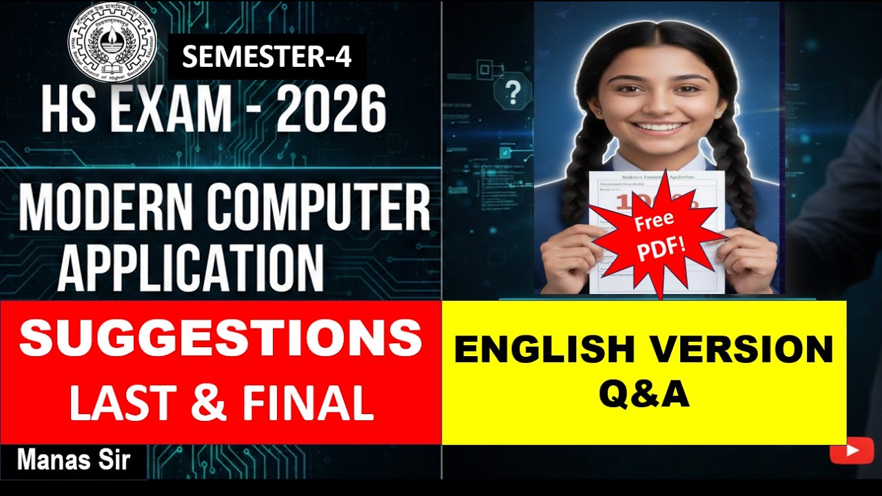 HS 2026 Last and Final Suggestion Computer Application English version | Manas sir