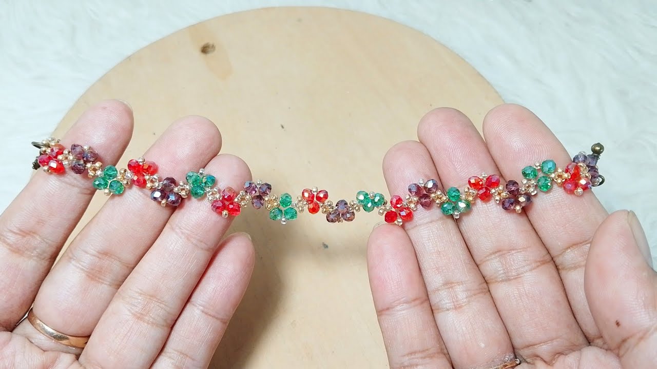 DIY bracelet| diy Sparkling Crystal Flower Bracelet | easy Jewelry Tutorial