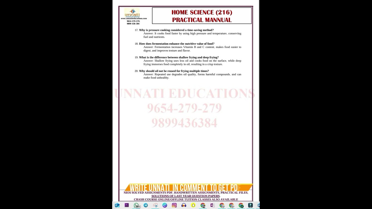 nios home science practical file class 10|nios solved practical file class 10th home science