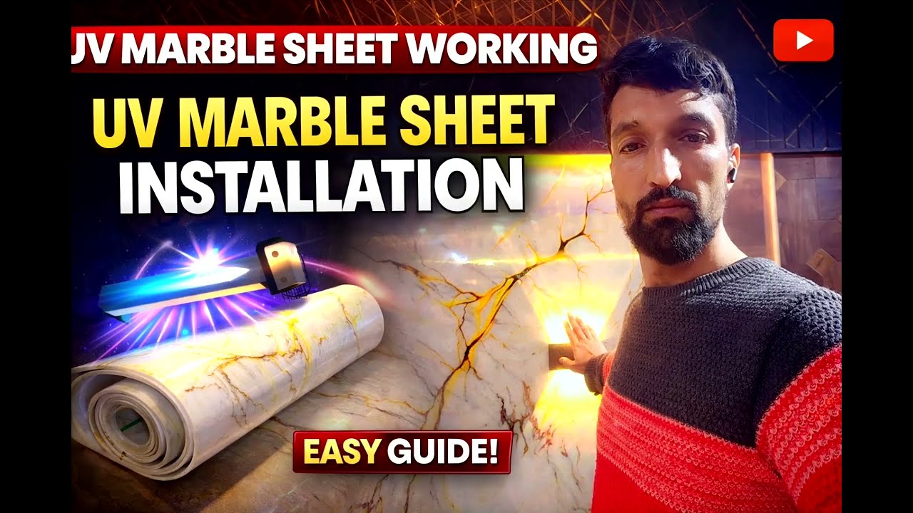 ✨ UV Marble Sheet Working 🏗️ | Final Finish Look 😍 | Premium Wall Design 💎