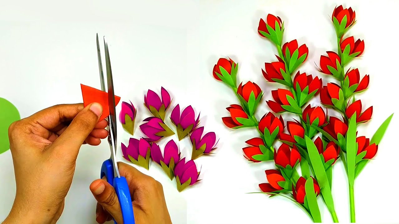 Easy Paper Flower | Paper Stick Flower | Stick Flower with Paper | Paper Craft