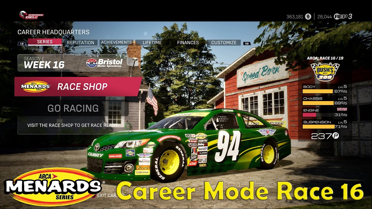 Nascar 25 Career Mode- Arca Season 1 Race 16 - Bristol! (100% Length & 100% Difficulty)