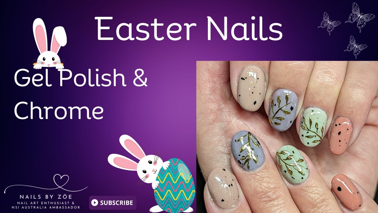Easter Mani | NSI Gel Polish | Gel Paint | Chrome
