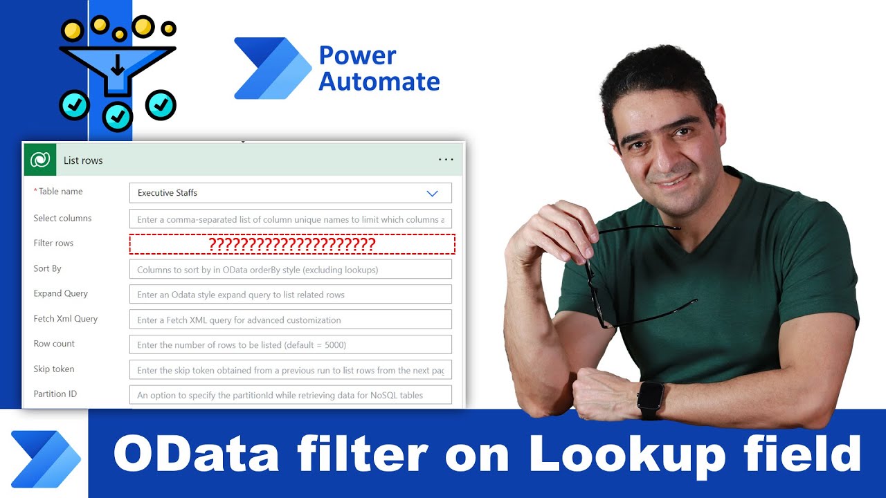 Как: фильтр OData в Power Automate в поле поиска Dataverse