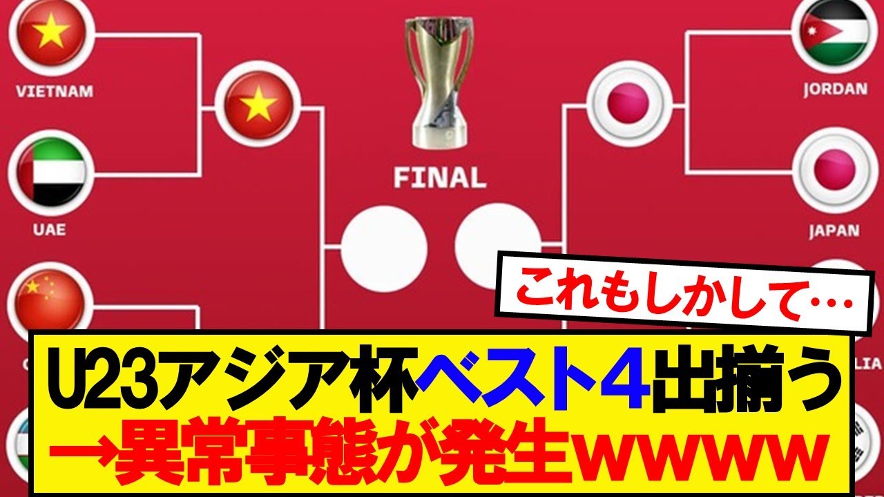 【朗報】U23アジアカップ、ベスト4のメンツがこちらwwwww