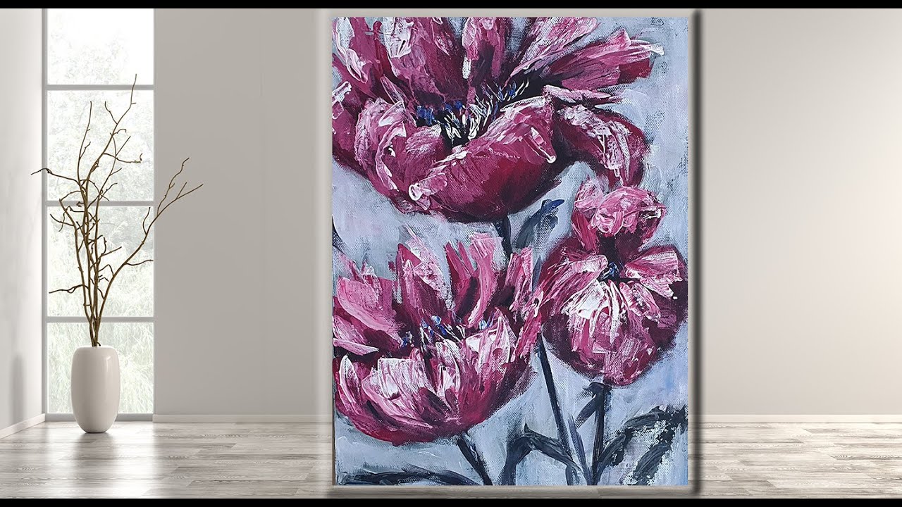 Abstract Flowers Painting / Acrylic / MariArtHome
