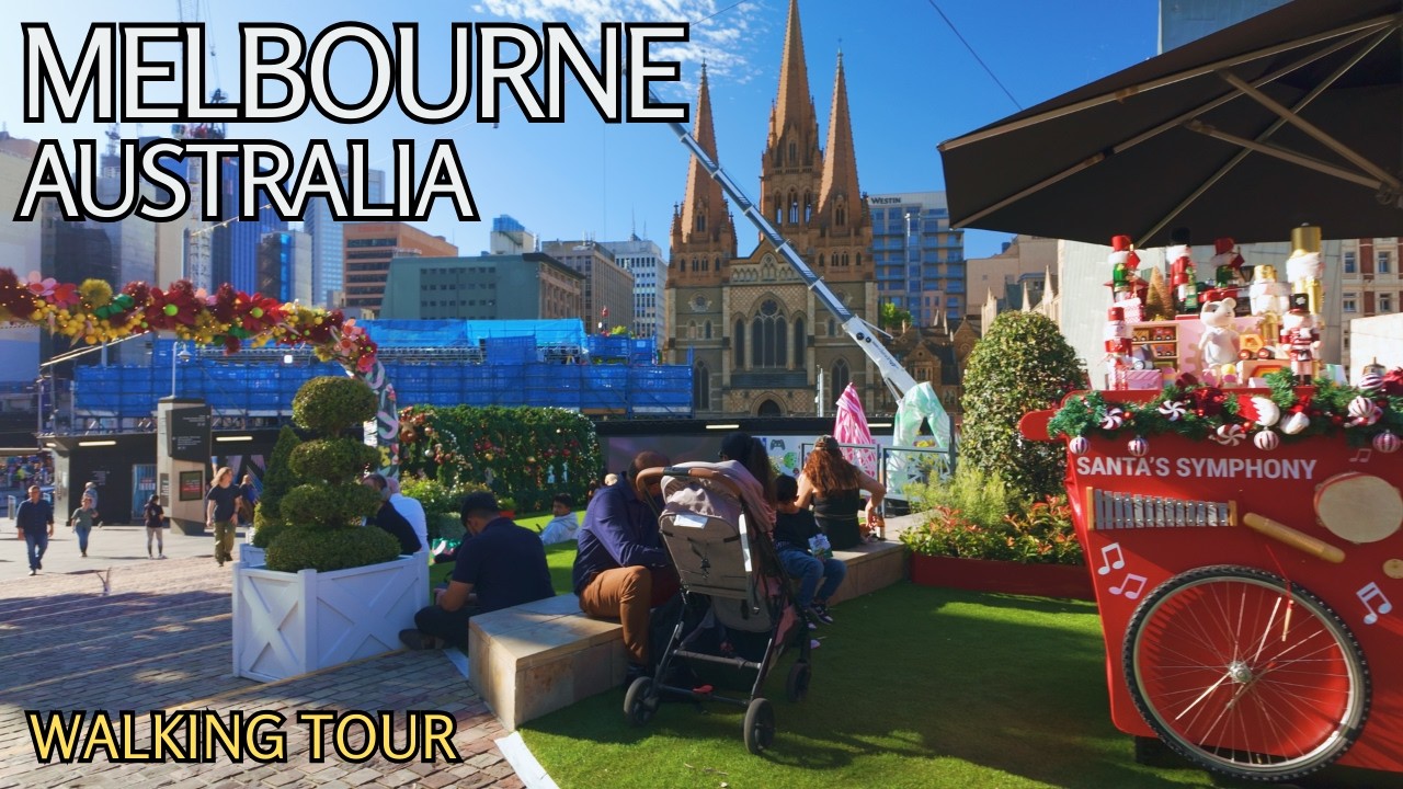 Festive Walk Along Swanston St | Lt Bourke → Flinders & Fed Square | Melbourne Australia Tour 4K