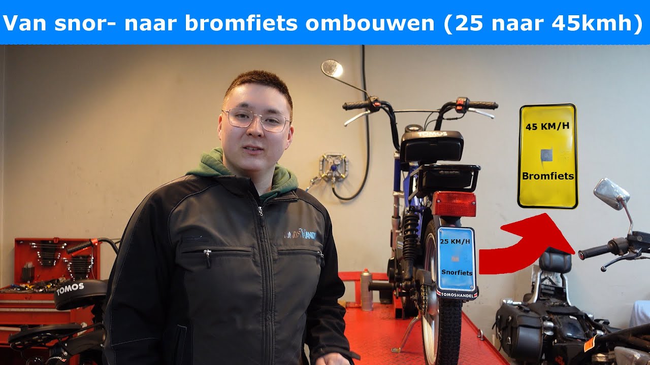 Tomos omkeuren van snor naar brom (blauw kenteken naar geel kenteken)