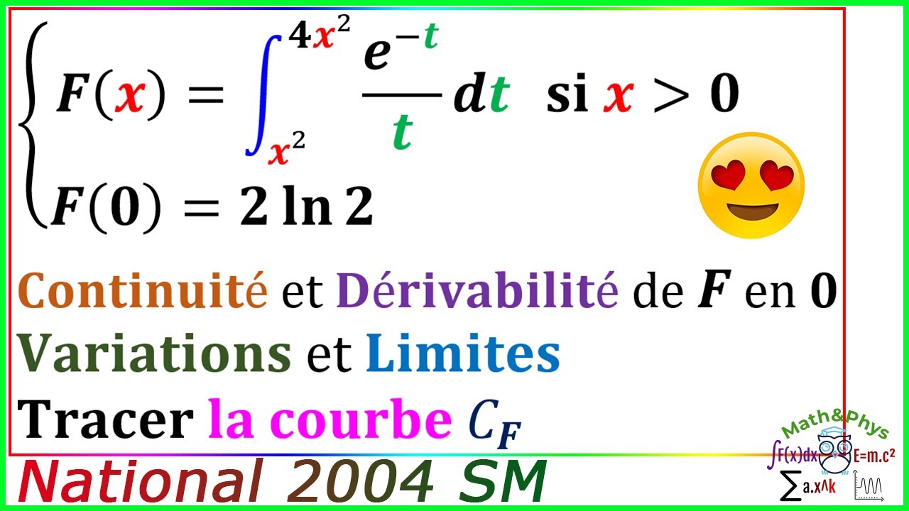Etude de fonction définie par une intégrale - Calcul Intégrale - Examen National 2004 - 2 Bac SM