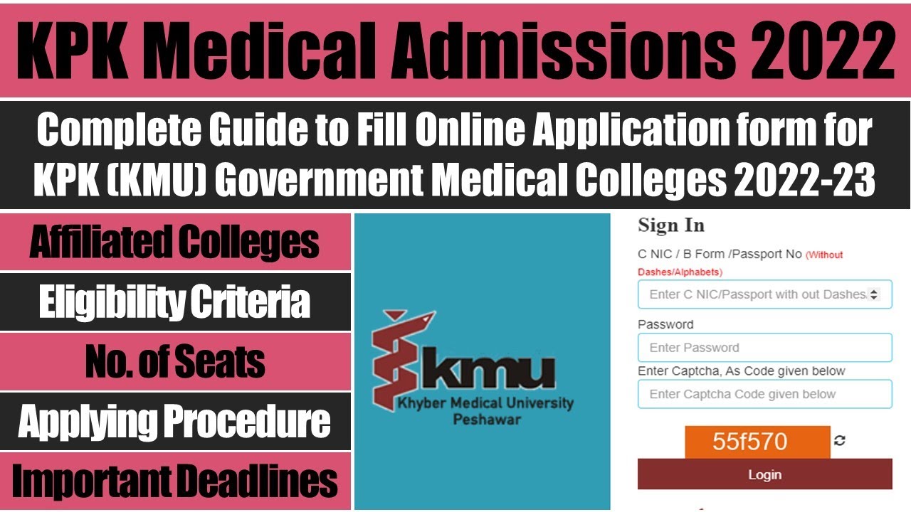 KPK-CAS: KPK Medical Admissions 2022, KMU Admissions Notification 2022, How to Apply for MBBS & BDS