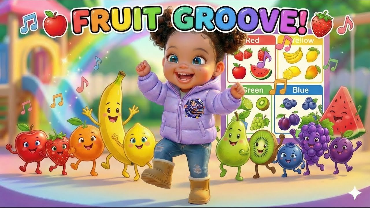 🍎🍓 Fruit Groove! Learn Colors with Yummy Fruits & Marley Dance 🎶👶