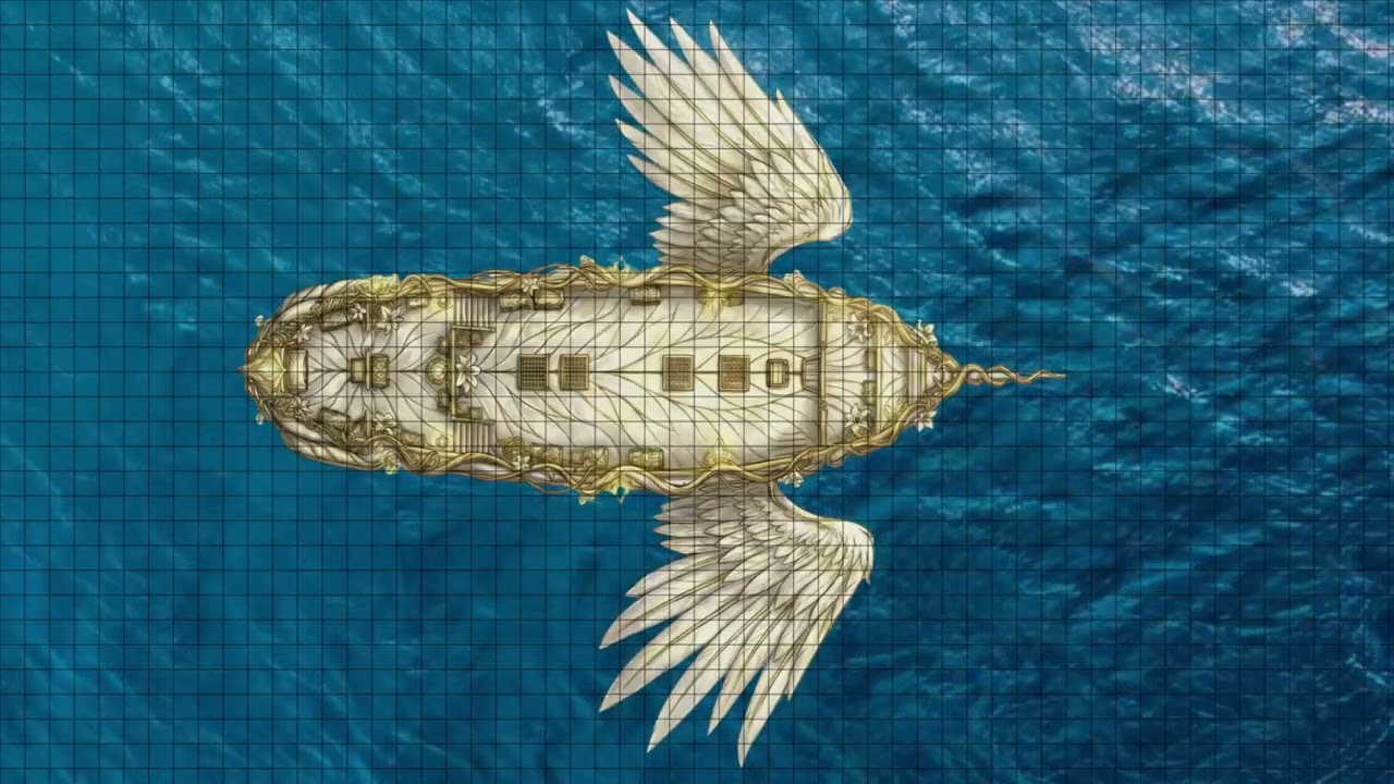 DnD compatible animated map _ Angels boat _ Square grid _ ambience for VTT