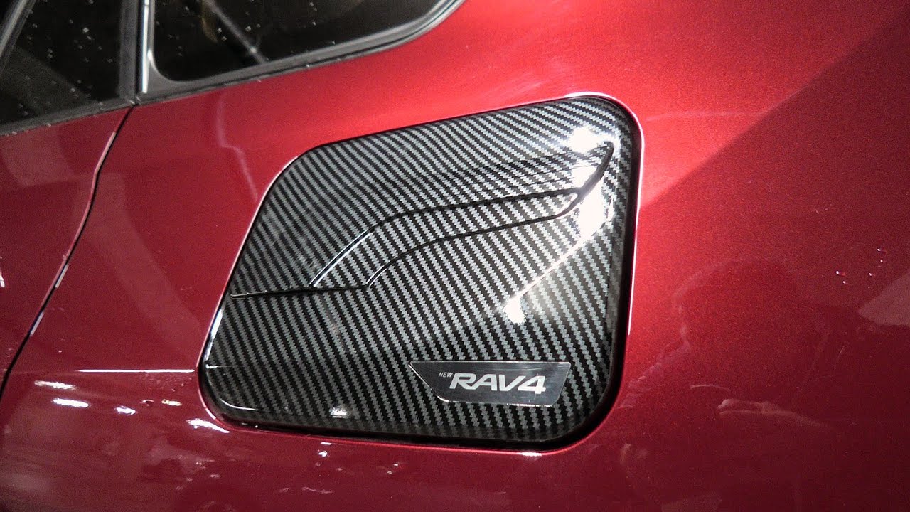 Toyota RAV4 (2019-2024): Gas / Fuel Tank Door Carbon Fiber Style Cover Install.