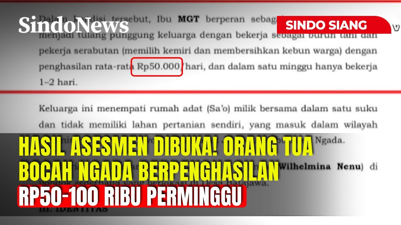 Terungkap! Hasil Asesmen Bocah Ngada, Orang Tua Gaji Sekiatar 50.000 Seminggu  | Sindo Siang | 07/02