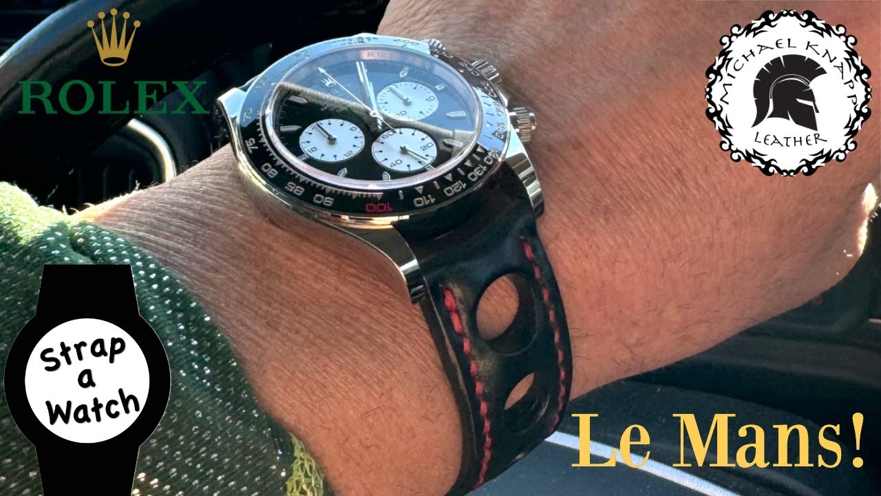 Rolex Le Mans Daytona Custom Handmade Rally Style Black Horween Shell Cordovan Leather Watch Strap!