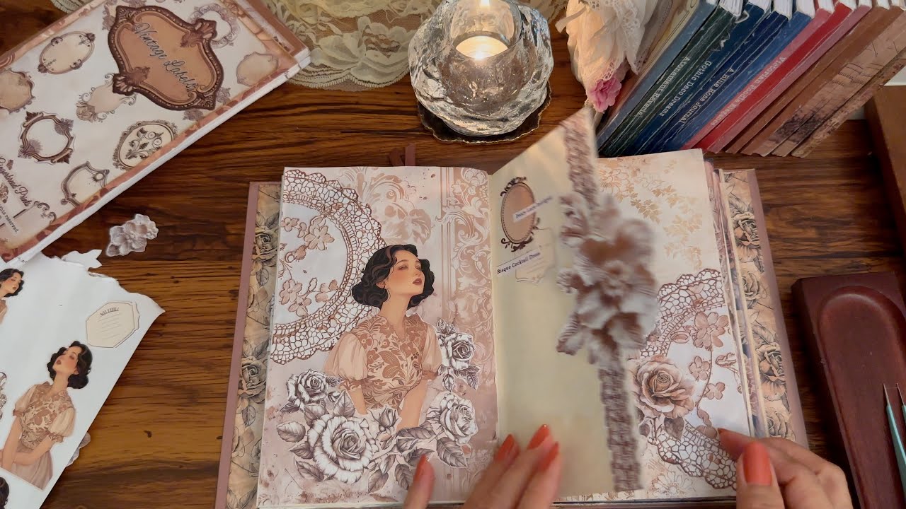 4K ASMR | Vintage Lace Art Deco Flap Page Idea |  #thegingerbreadprints