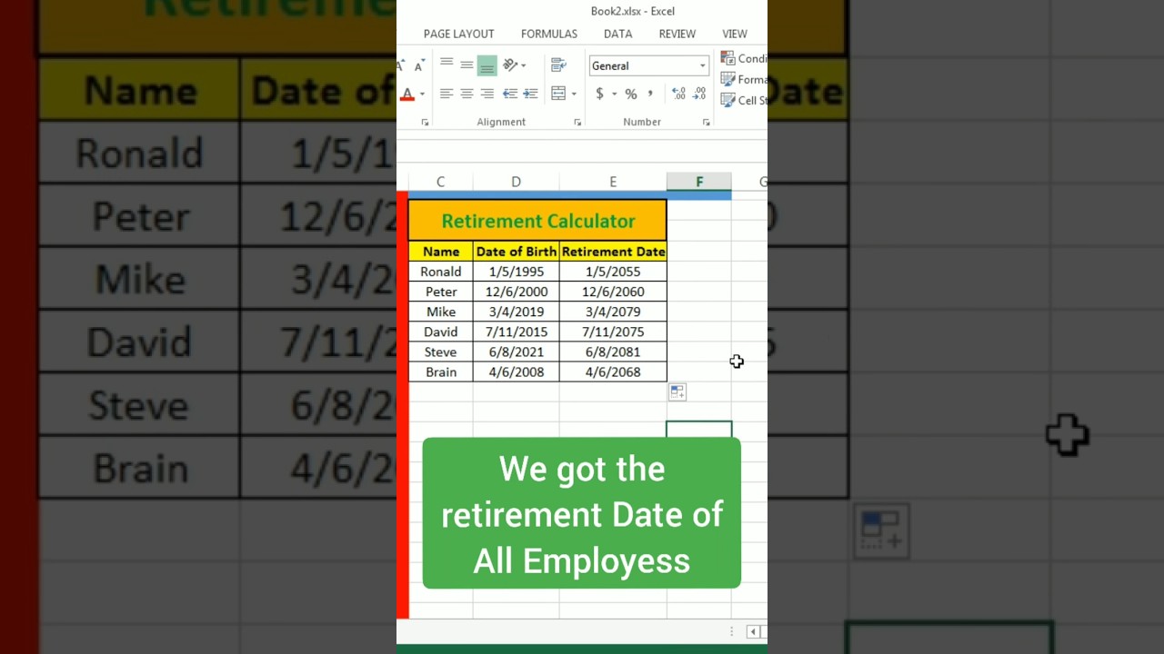 How To Make Retirement Date Calculator In Excel !!!