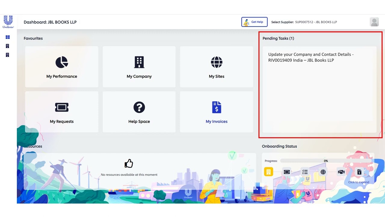 Unilever Supplier Portal   Notifications and Tasks