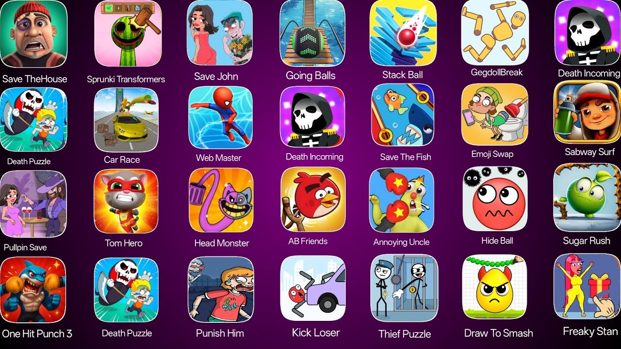 Roblox,Death Puzzle, Sprunki Transformers, Save TheHouse, Draw To Smash,