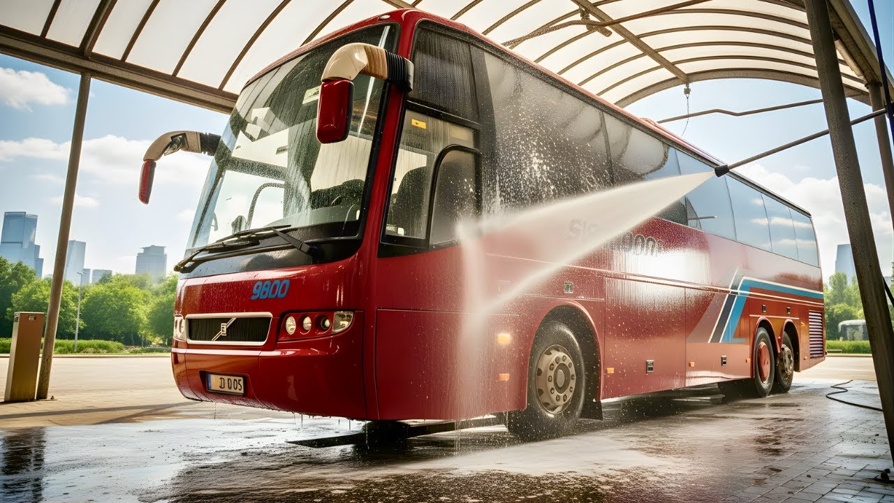 Volvo 9800 Luxury Bus Full Power Wash 🚿 | Heavy Duty Vehicle Cleaning ASMR | Car Wash Beast