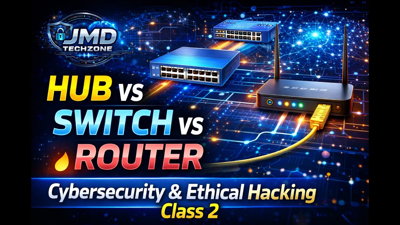 Class-2 | Cybersecurity & Ethical Hacking 🔐 | Hub vs Switch vs Router Explained 🔥 IP Addressing