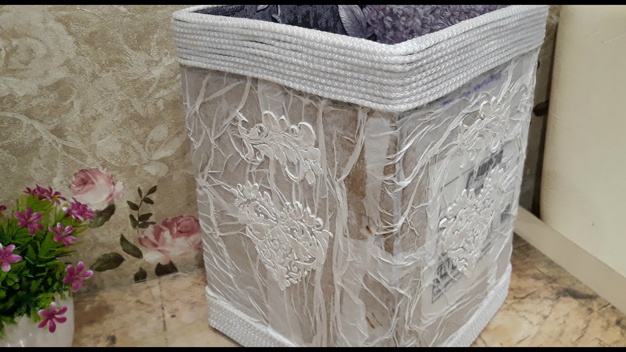 Декор картонной коробки // Декор коробки своими руками // Красота из мусорного ведра