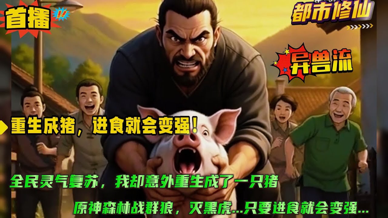 异兽流【重生成猪，进食就会变强！】全民灵气复苏，我却意外穿越成了一只猪？在前往屠宰场的路上我成功跳车逃跑，原始森林战群狼，灭黑虎...我只要不断进食就会变强进化！