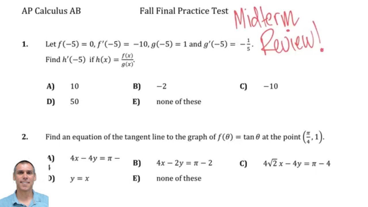 Calculus AB Midterm Review