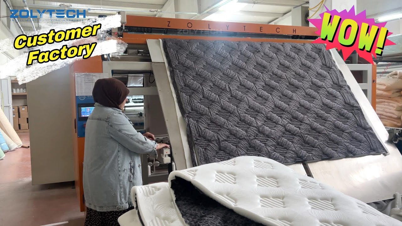 Customer Factory Demo | Quilting Machine + Cutting Machine Production Line