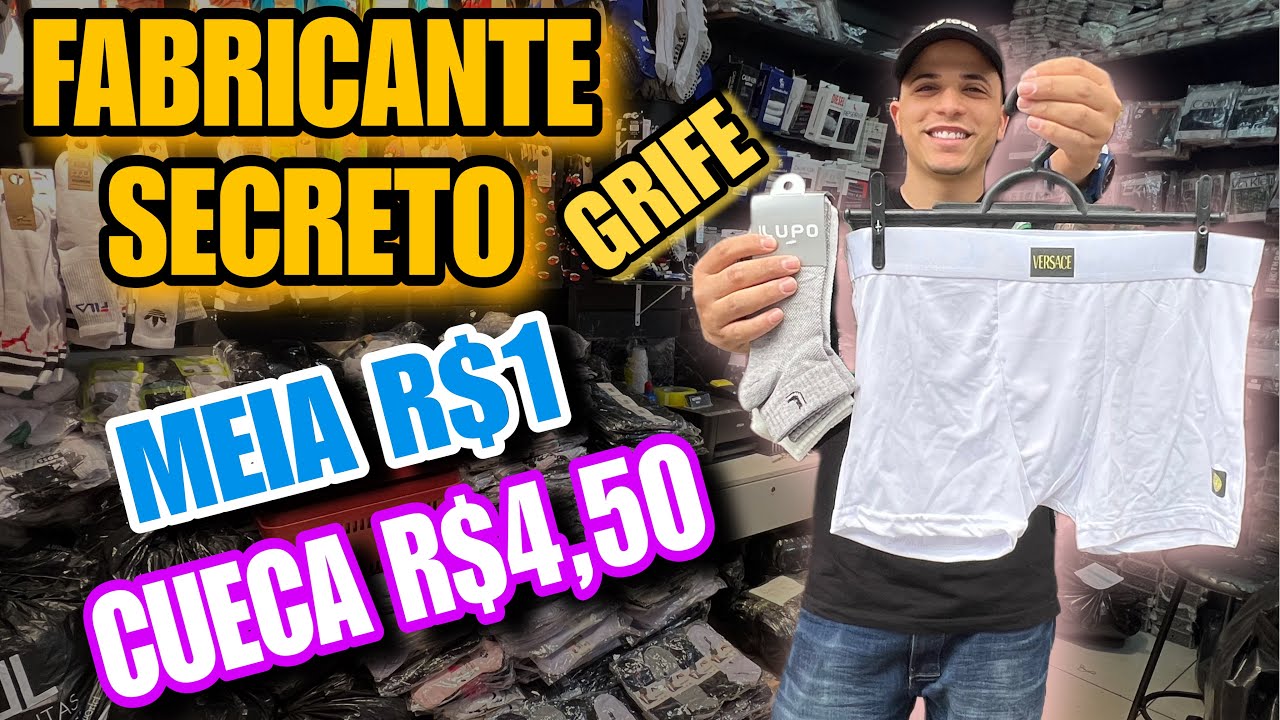 FABRICANTE SECRETO DE CUECA E MEIA PREMIUM DIRETO DA FONTE NO BRÁS! MUITO BARATO