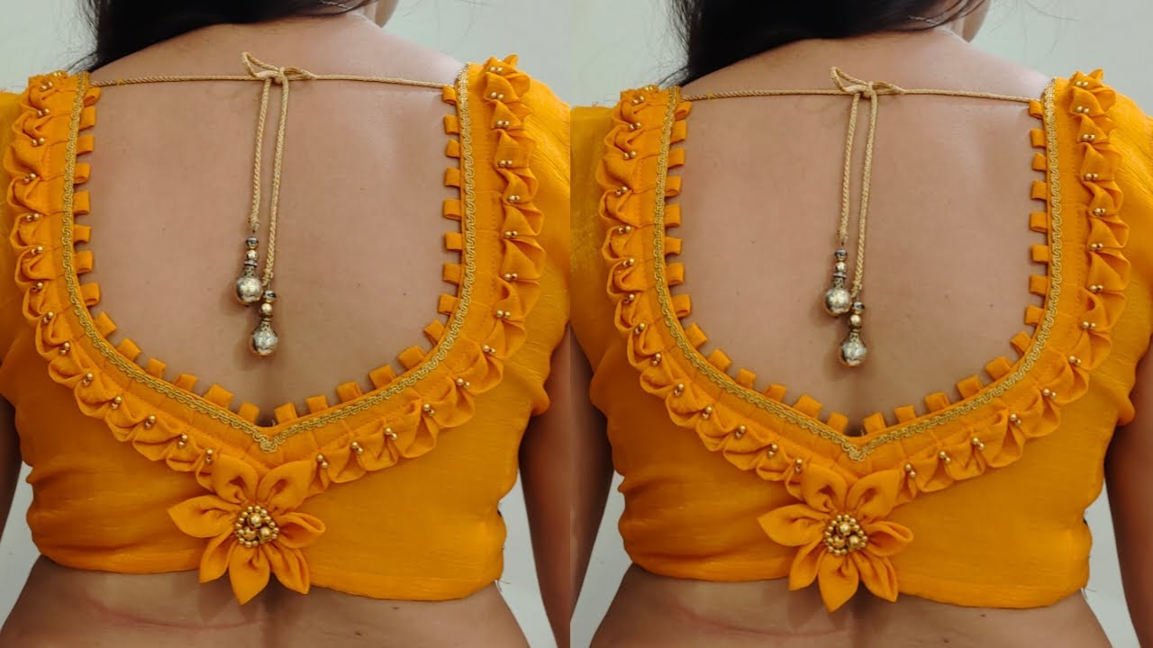 You would not have seen such a beautiful yellow color blouse design anywhere else