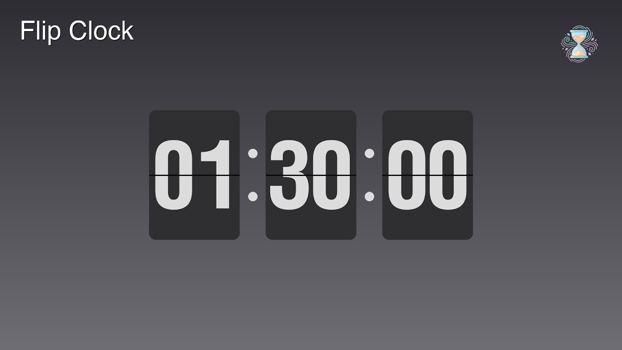 1 Hour 30 Minute Timer ⏱️ Monochrome Steel Flip Clock | Movie length Timer - ChronoFlow