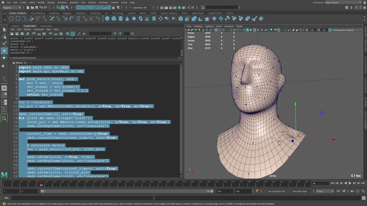 Maya Math - 08 - Vector math with Python. Vector Push