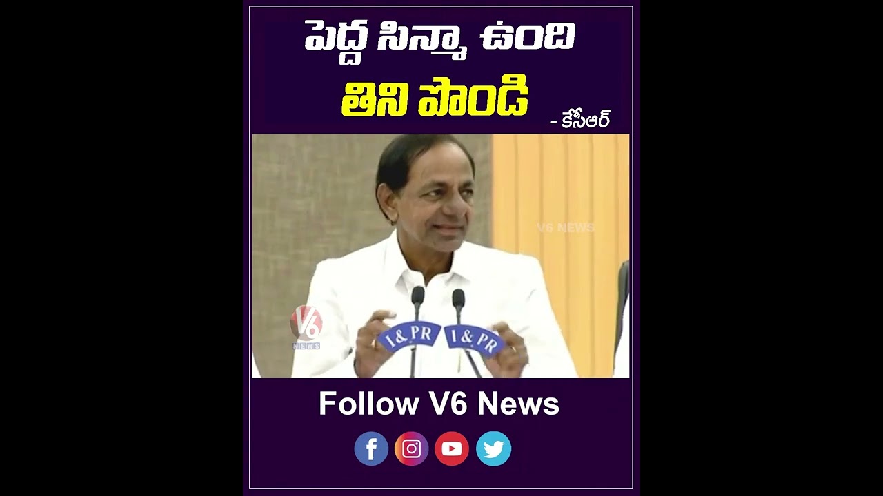 పెద్ద సిన్మా ఉంది..తిని పొండి | CM KCR Fun With Reporters | V6 Shorts