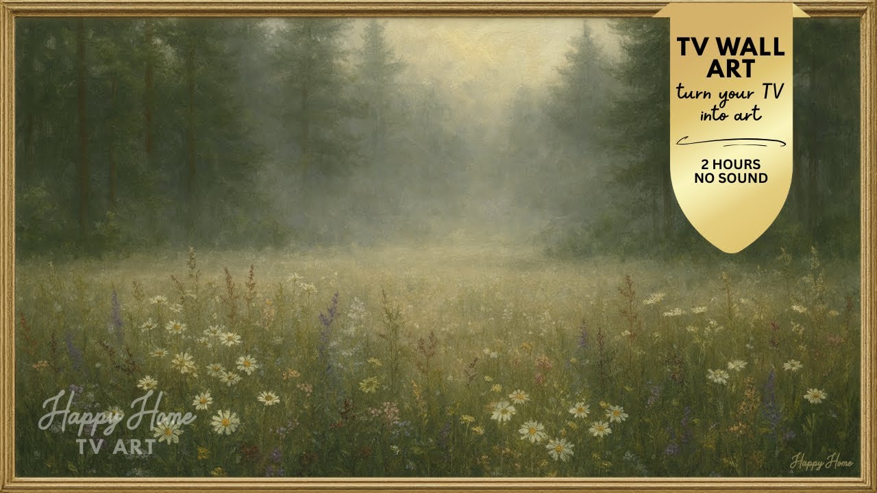 Misty Meadow 4K TV Art Wallpaper • Aesthetic Wildflowers & Nature Painting TV Background (No Sound)