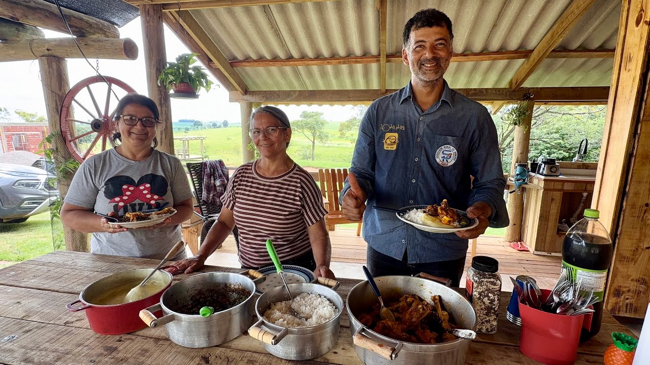 Minha irmã veio passar o dia no rancho simplão e fez um delicioso frango caipira…