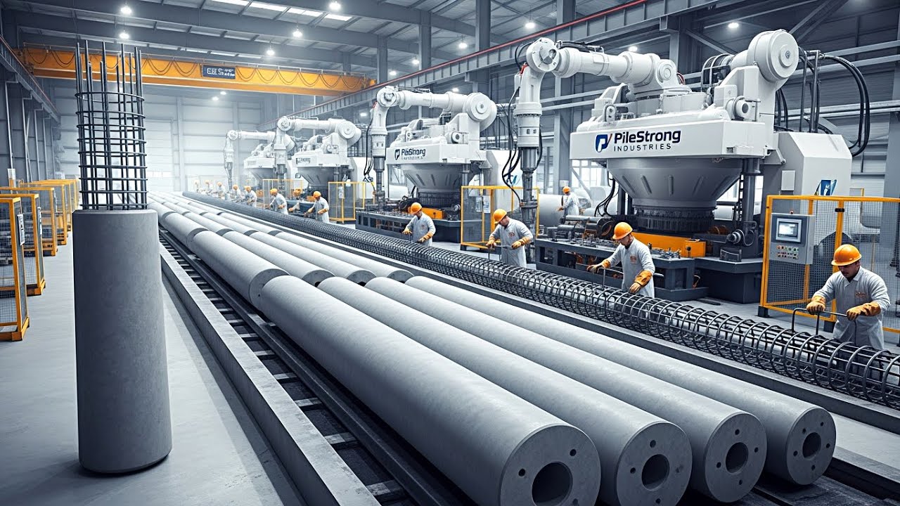 This is How Prestressed Concrete Piles Are Made in a Factory