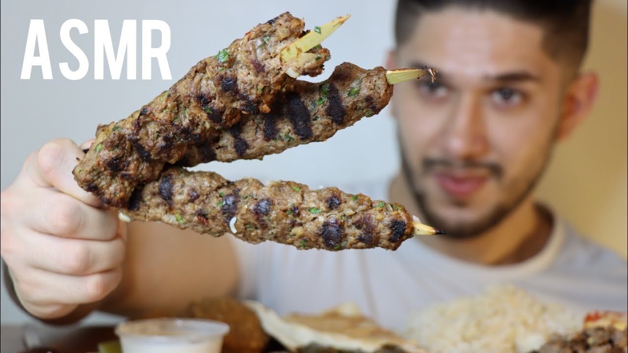 ASMR LEBANESE FOOD (KAFTA KEBAB, FALAFEL, WARAK INAB, HUMMUS AWARMA) | MUKBANG *REAL EATING SOUNDS*