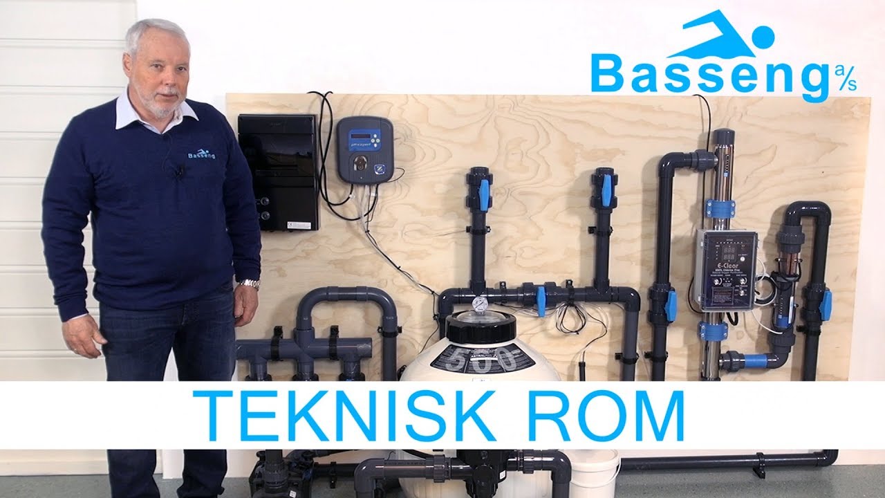 Teknisk rom for basseng, størrelse og planløsning.