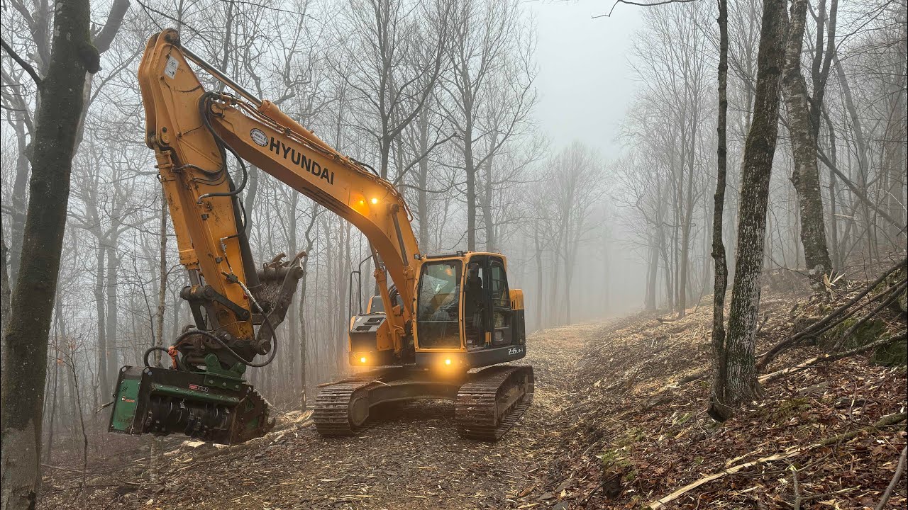 Setting up an excavator mulcher