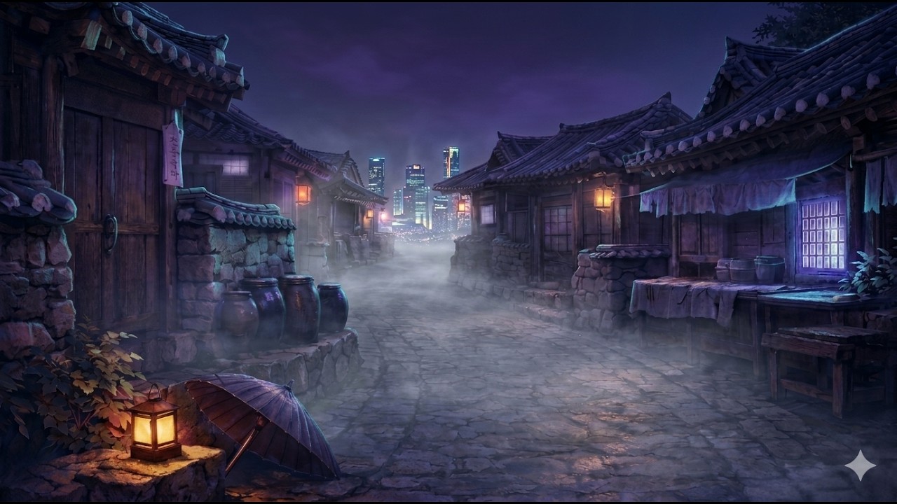 SeoulStatic – Foggy Hanok Village at Night | Calm Night Ambience