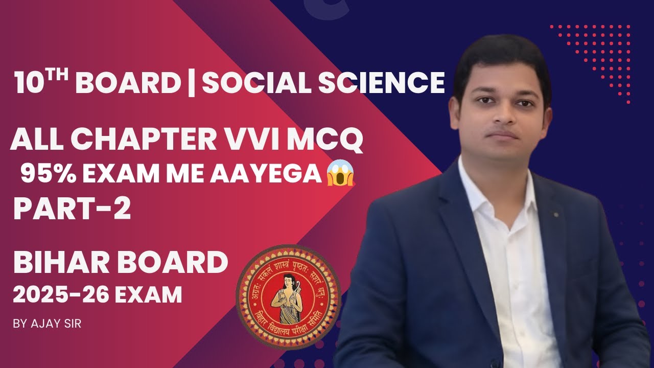 Class 10 Social Science MCQ | Part2  |  Most Important Questions | Board Exam 2026
