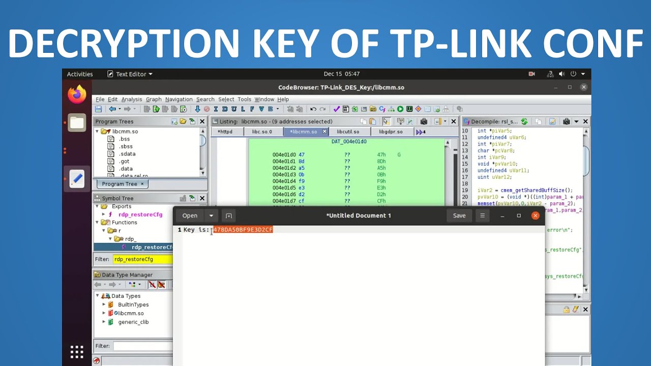 Find decryption key of TP-Link configuration backup  file from firmware