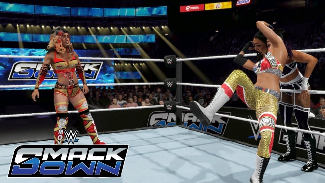 WWE 2K24 SMACKDOWN BAYLEY & MERCEDES MONÈ VS CANDICE LeRAE & INDI HARTWELL