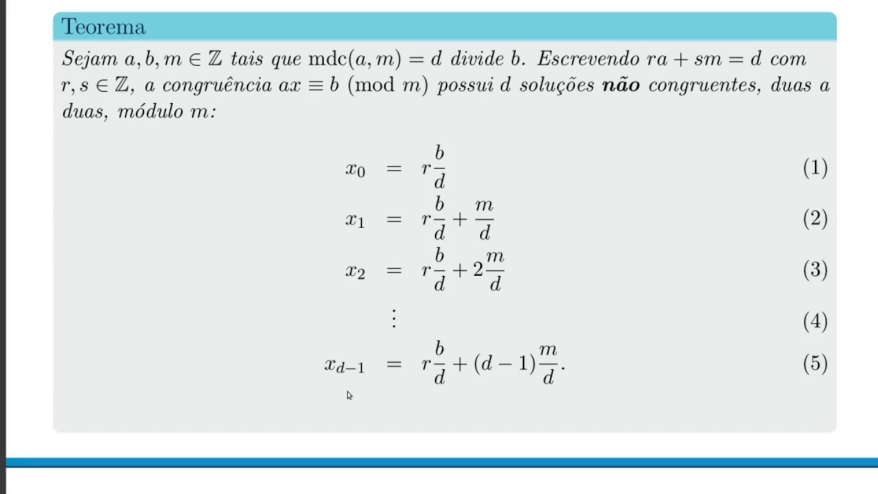 Introdução à Teoria dos Números - Aula 17 - Congruências lineares