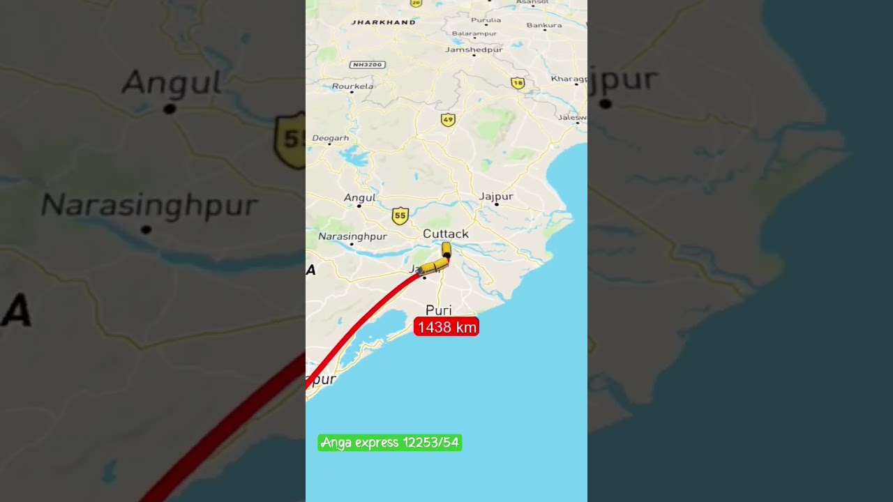 Anga express 12253/54 train route map #minimap