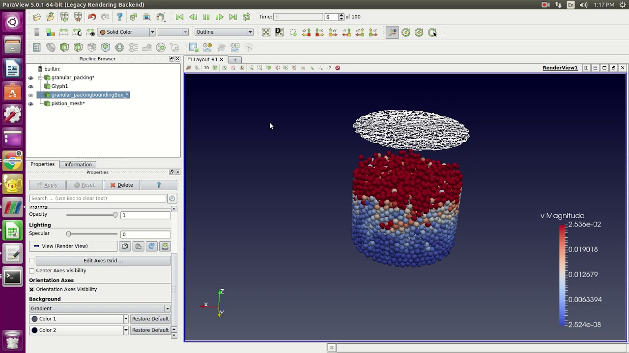 Uniaxial Compression in LIGGGHTS