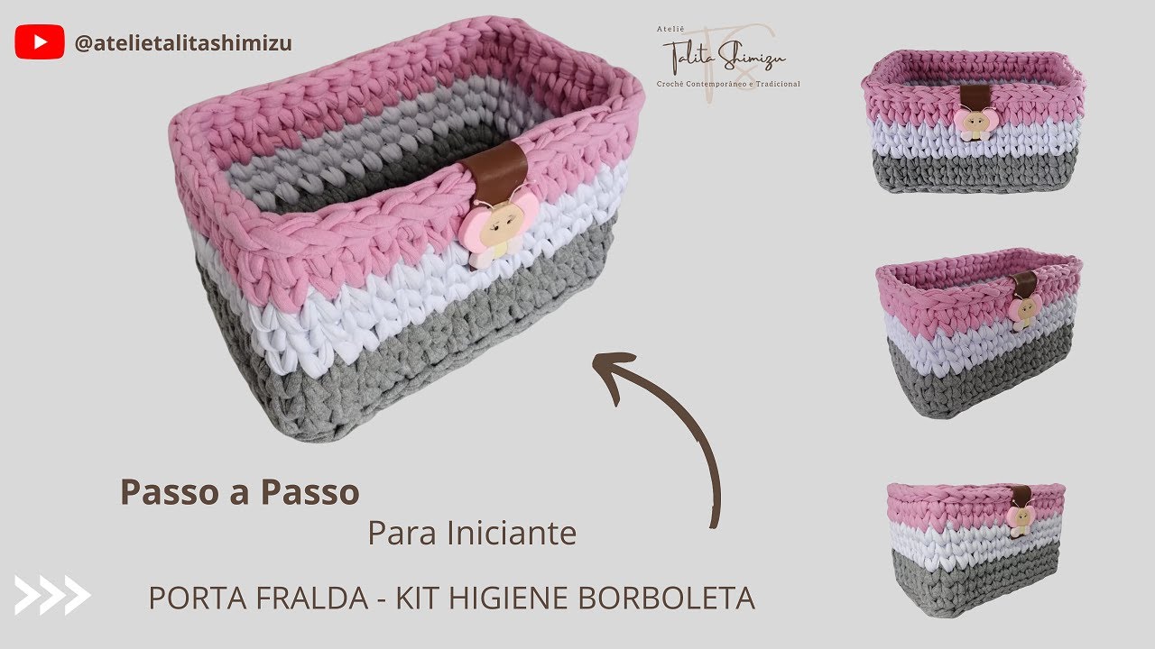 PORTA FRALDA DE CROCHÊ - KIT HIGIENE DE BEBÊ - AULA COMPLETA - FIO DE MALHA